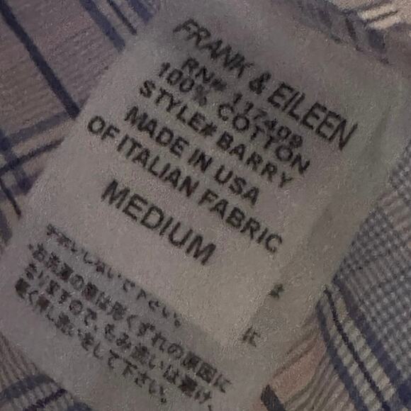 Frank & Eileen Barry 100% Cotton Plaid Long Sleeve Button-Up Shirt Blue Womens M - Picture 6 of 7